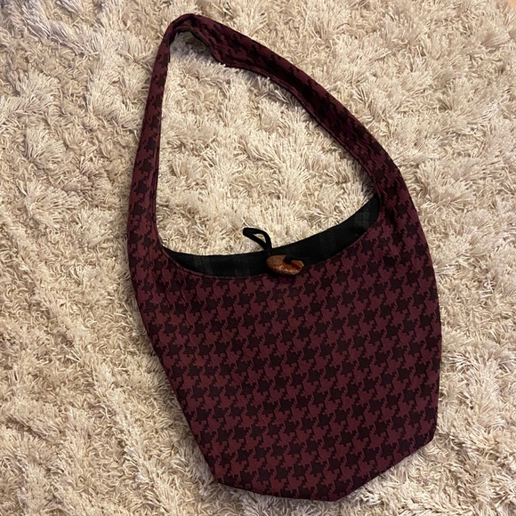 Handmade Handbags - Chic Maroon Hobo Bag with Patterned Design
